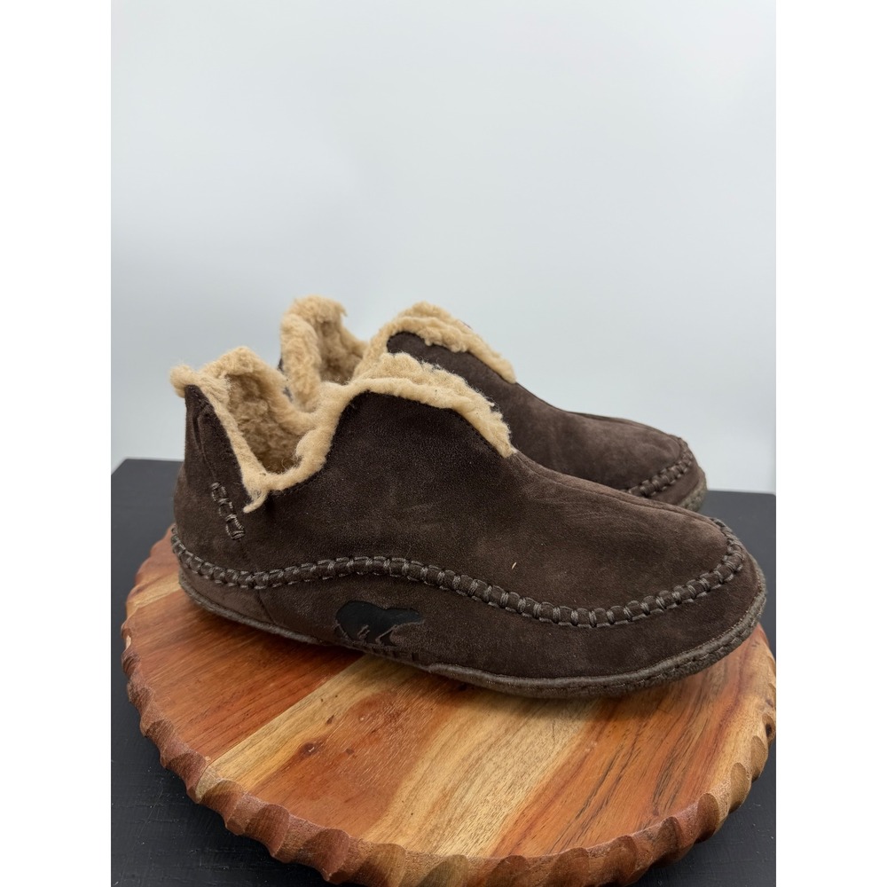 Sorel Manawan II Moccasin Slipper Mens 10.5 Brown Suede Faux Fur NM1466-287